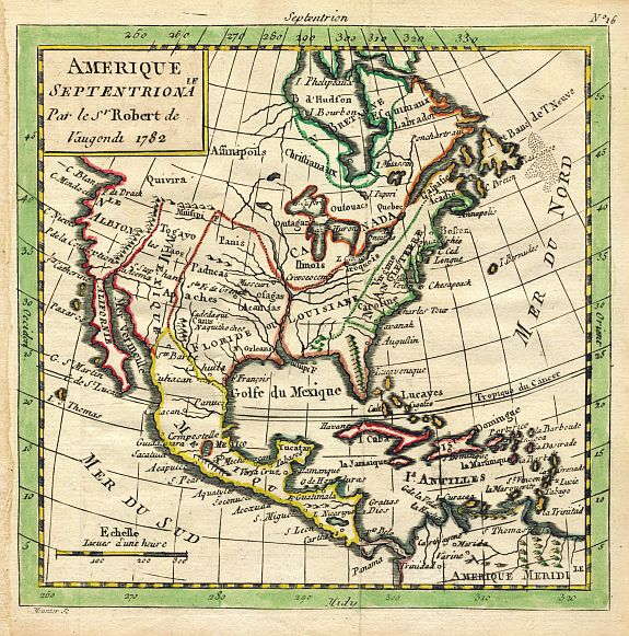VAUGONDY, de R., Amerique Septentrionale, antique map, old maps