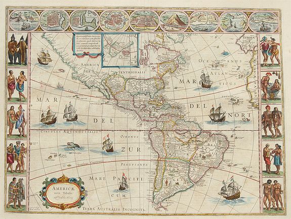 BLAEU, W., Americae Nova Tabula., antique map, old maps
