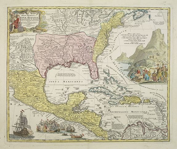 HOMANN,J.B., Regni Mexicani seu Novae Hispaniae, Floridae, Novae .., antique map, old maps