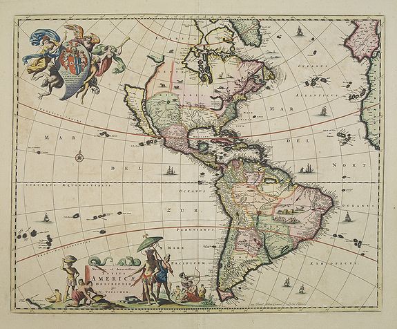 VISSCHER, N., Novissima et Accuratissima Totius Americae Descriptio., antique map, old maps