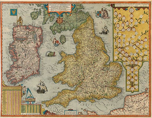 VRIENTS, J.B., Angliae et Hiberniae Accurata descriptio., antique map, old maps