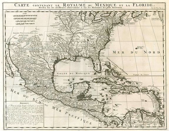 CHATELAIN, H., Carte contenant le royaume du Mexique et la Floride., antique map, old maps