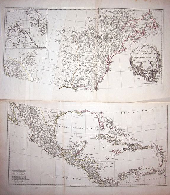 ANVILLE, J.B.D', Amérique Septentrionale., antique map, old maps