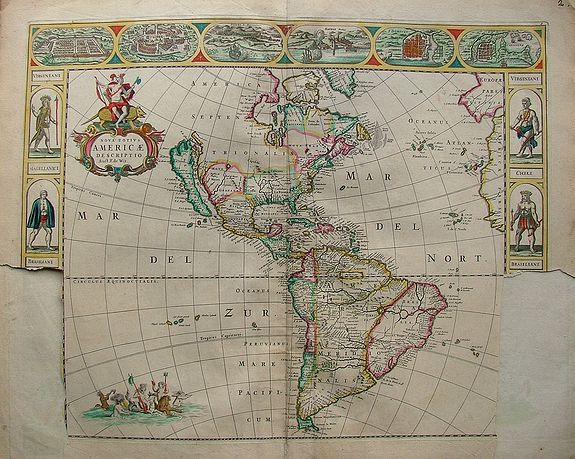 WIT, F. DE, Nova totius americae descriptio., antique map, old maps