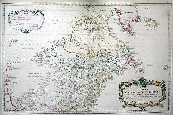 BELLIN, J. N. (Depot de la Marine), CARTE DE L'AMERIQUE SEPTENTRIONALE depuis le 28 Dégré..., antique map, old maps