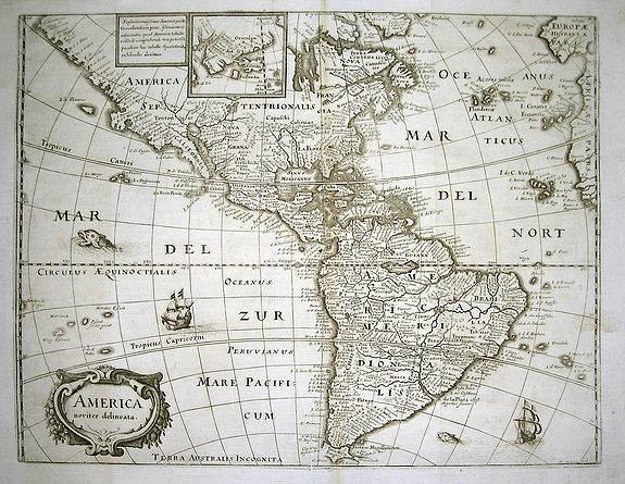 MERIAN, M., America noviter delineata., antique map, old maps
