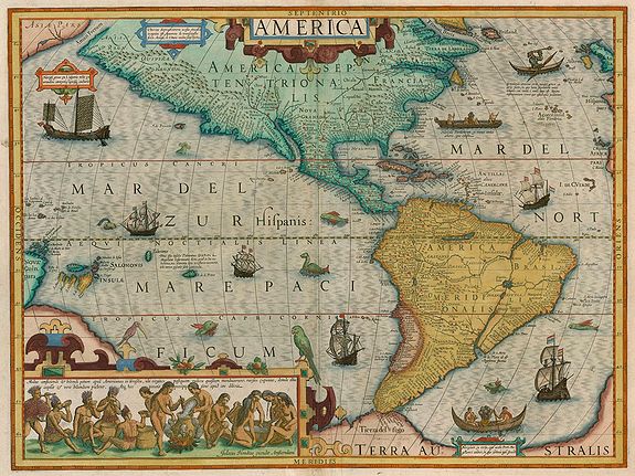 HONDIUS, J., America, antique map, old maps