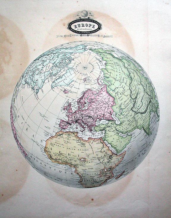 GARNIER, F. A., Europe Sphéroïdale., antique map, old maps