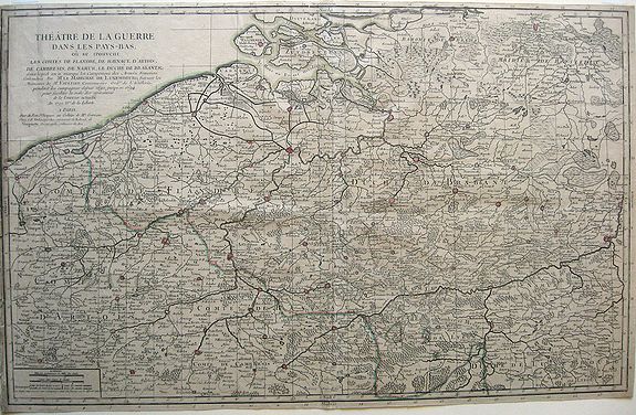 VAUGONDY, R., Theatre de la Guerre dans les pays-bas, ou se trouvent..., antique map, old maps