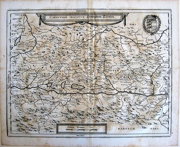 MERIAN, M., Carinthiae Ductaus..., antique map, old maps