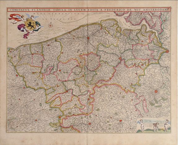 DE WIT, F., Comitatus Flandria Tabula, in Lucem Edita a Frederico de Wit Amsterdami., antique map, old maps