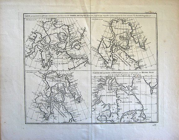 VAUGONDY, R., Map of the Arctic., antique map, old maps