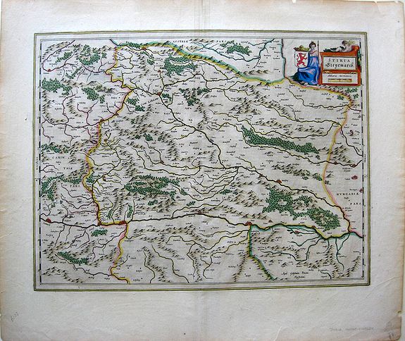 BLAEU, W., Stiria Steyermarck., antique map, old maps