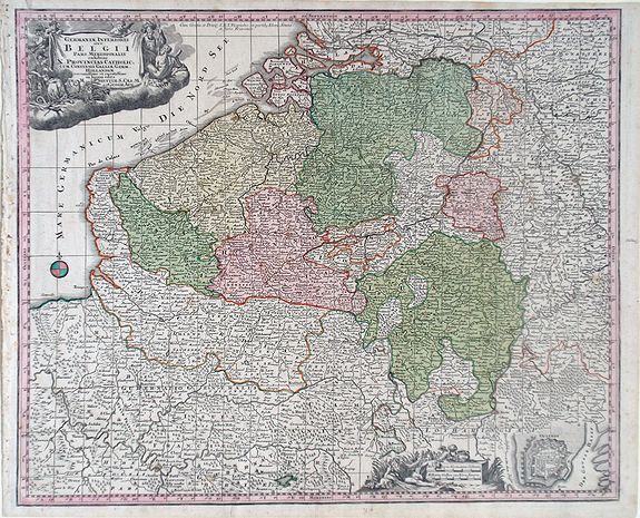 SEUTTER, M., Germanie Inferioris Belgii., antique map, old maps