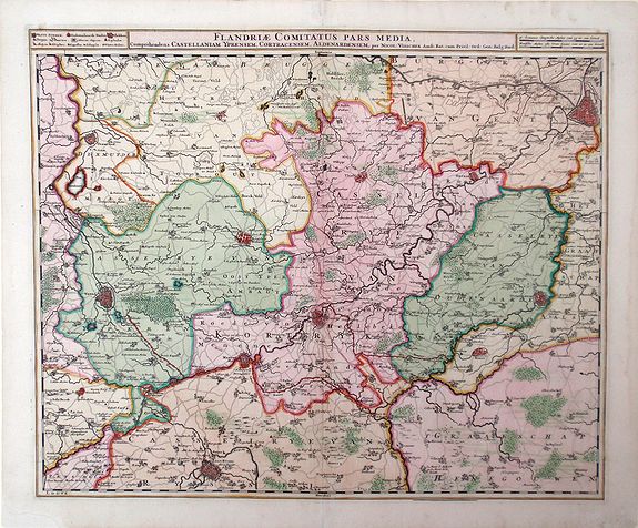 VISSCHER, N., Flandria Comitatus Pars Media., antique map, old maps