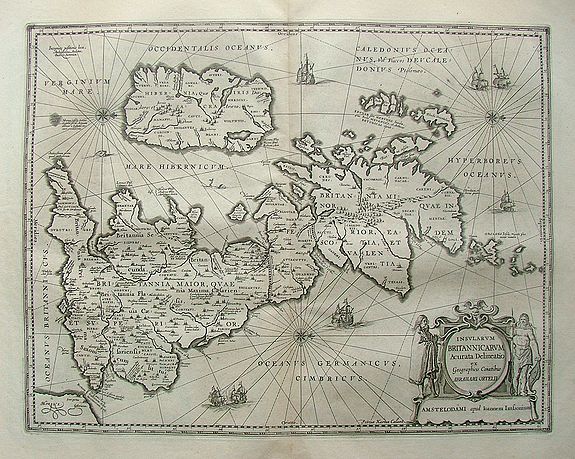 JANSSONIUS, J. / HORNIUS, Insularum Britannicarum Acurata Delineatio ex Geographicis Conatibus Abrahami Ortelii., antique map, old maps