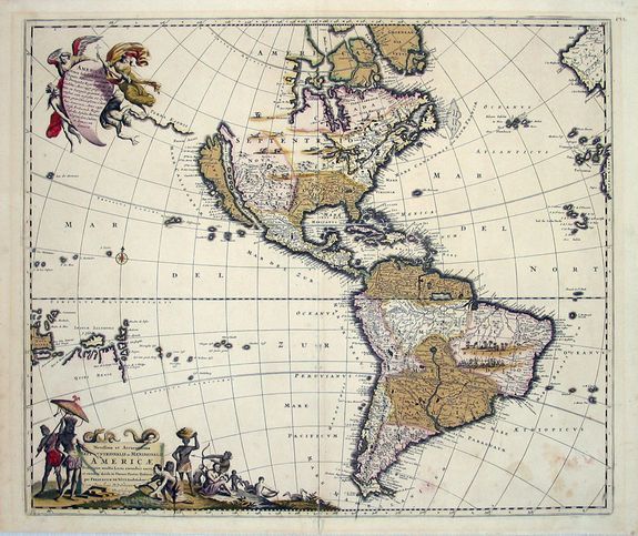 DE WIT, F., Novissima et Accuratissima Septentrionalis ac Meridionalis Americae... , antique map, old maps
