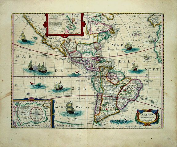 HONDIUS, Jodocus Jr. - Johannes Janssonius, AMERICA / noviter delineata / Auct: Henrico Hondio 1641 / Amstelodami, Excudit Ioannes Ianssonius, antique map, old maps
