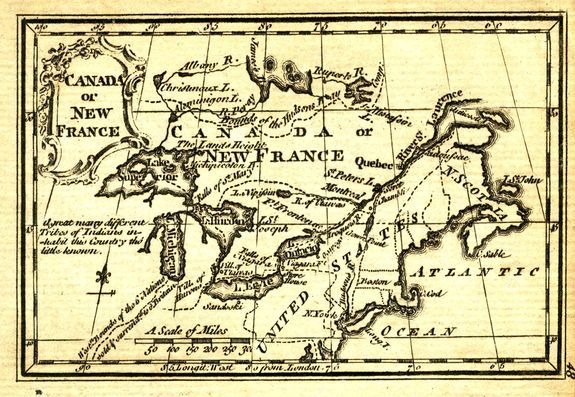GIBSON, J., Canada or New France., antique map, old maps