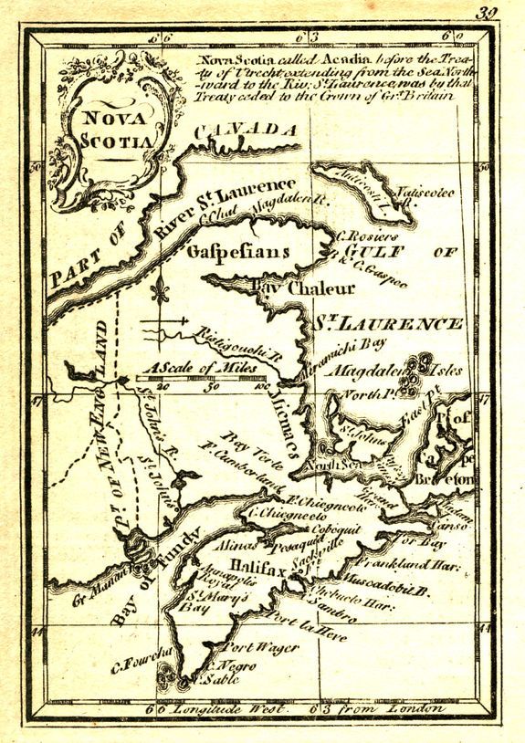 GIBSON, J., Nova Scotia., antique map, old maps