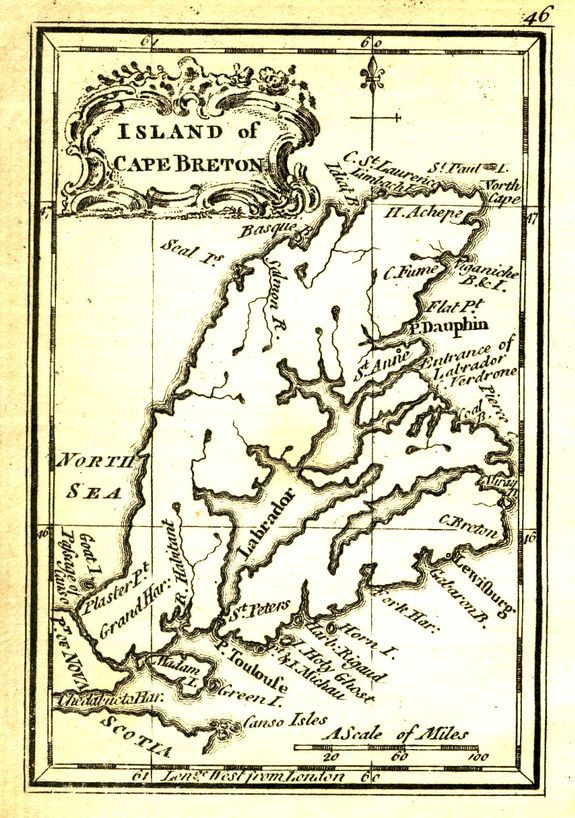 GIBSON, J., Island of Cape Breton., antique map, old maps