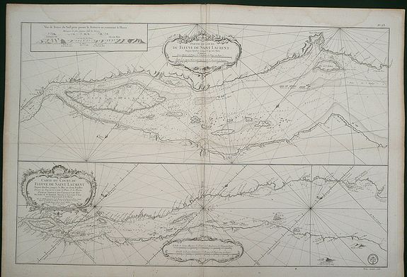 BELLIN, J.N., Partie du Cours du Fleuve de Saint Laurent… Carte du Cours du Fleuve de Saint Laurent depuis Quebec jus, antique map, old maps