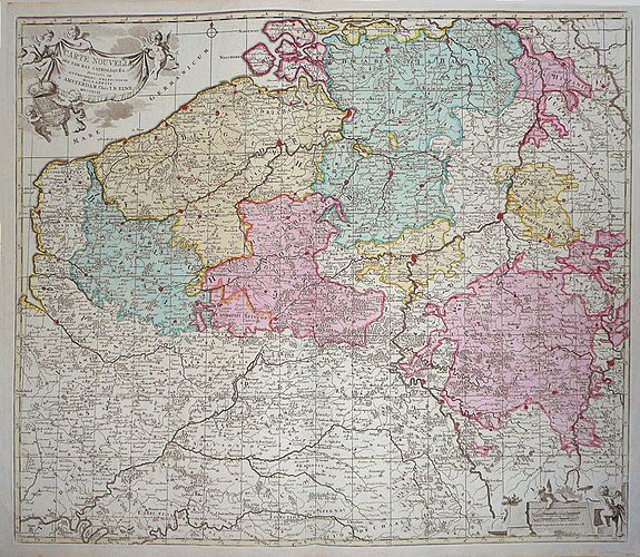 ELWE, J. B., CARTE NOUVEUE DE PAIS BAS CATHOLIQUES , antique map, old maps