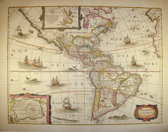 HONDIUS, H., America noviter delineata., antique map, old maps