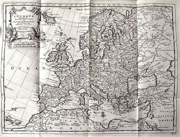 AA VAN DER, P., L'EUROPE suivant les Nouvelles Observations..., antique map, old maps