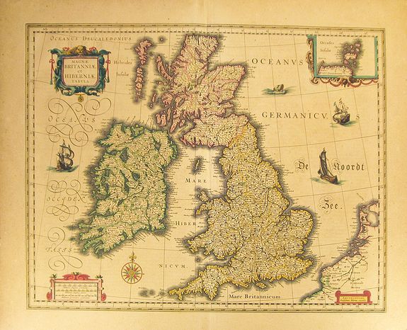 BLAEU, W., Magnae Britanniae et Hiberniae Tabula., antique map, old maps