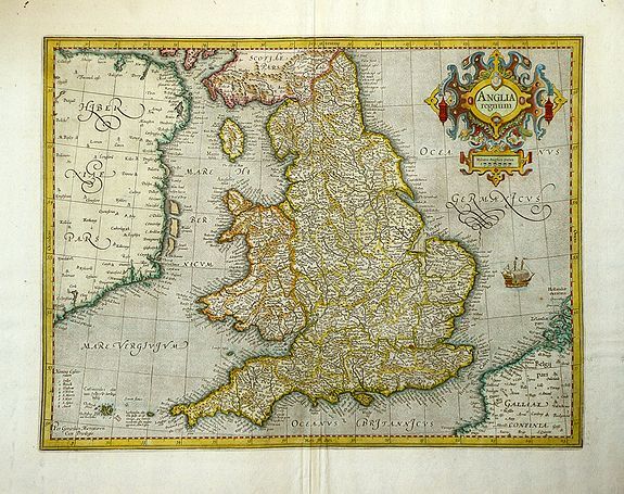 MERCATOR, G., Anglia Regnum by Gerard Mercator., antique map, old maps