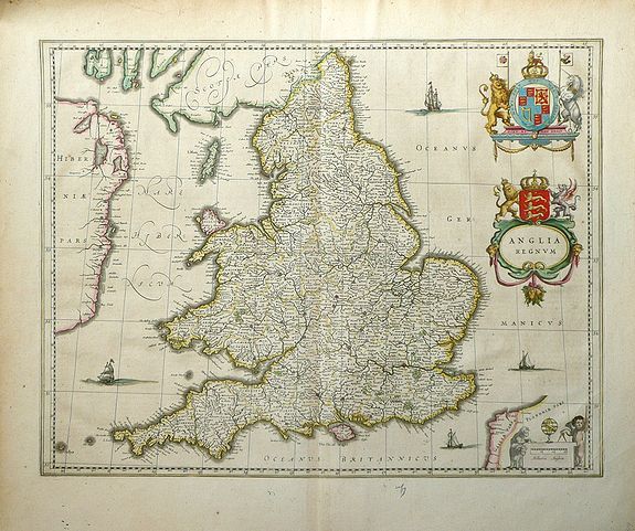 BLAEU, W., Anglia Regnum..., antique map, old maps