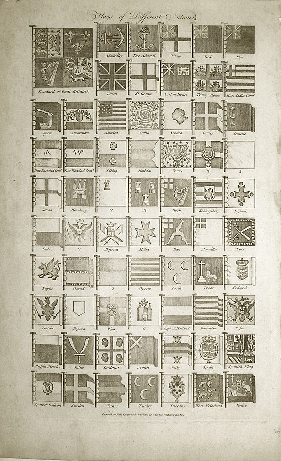 HALL, Sidney, Flags of different Nations., antique map, old maps