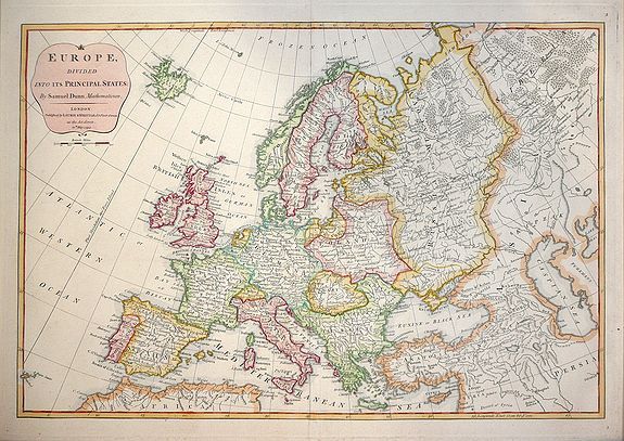 DUNN, Samuel, EUROPE, Divided into Principal States. . ., antique map, old maps