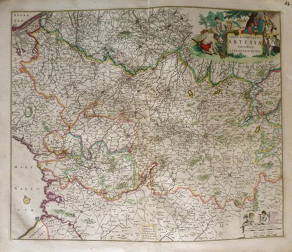 WIT, F. DE, Tabula Comitatus Artesiae emendata., antique map, old maps