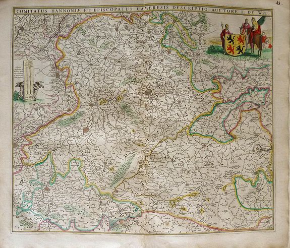 WIT, F. DE, Comitatus Hannoniae et Episcopatus Cambresis Descriptio., antique map, old maps