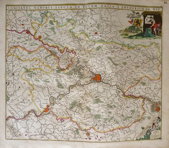 WIT, F. DE, Comitatus Namurci Tabula in Lucem., antique map, old maps