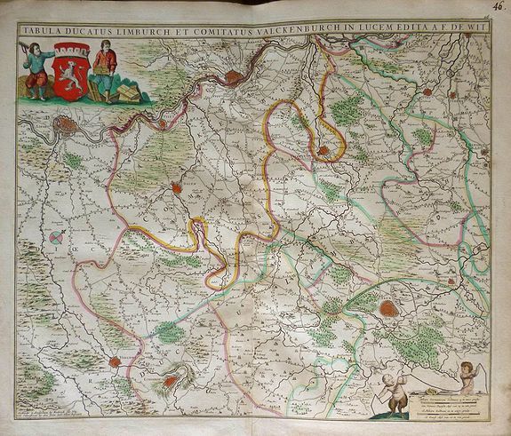 WIT, F. DE, Tabula Ducatis Limburch Et Comitatus Valckenburgh in Lucem. , antique map, old maps