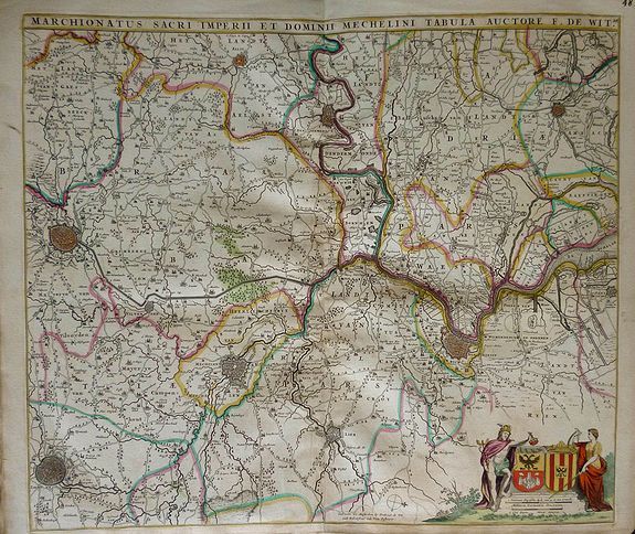WIT, F. DE, Marchionatus sacri imperii et dominii mechelini tabula..., antique map, old maps