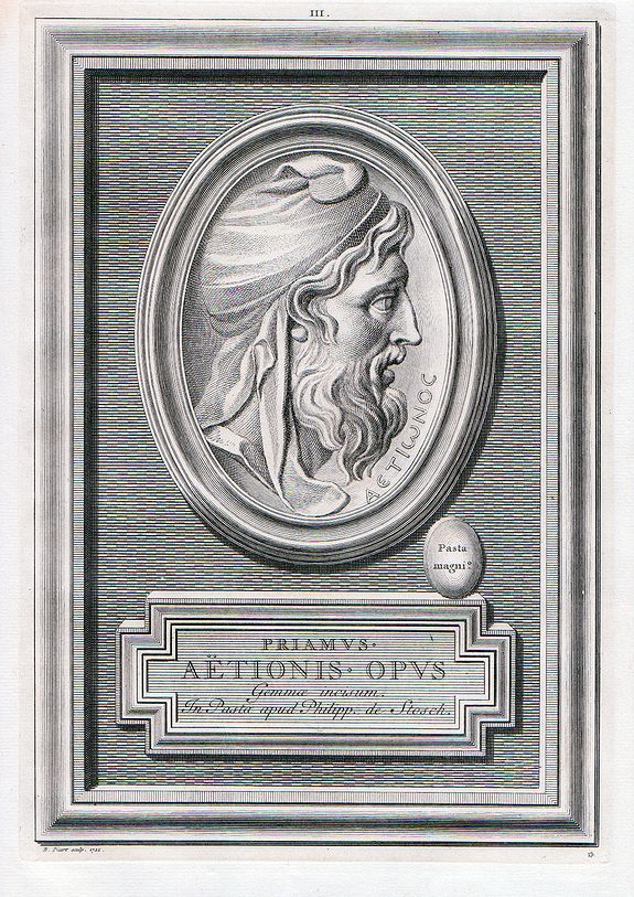 PICART, B., PRIAMUS . AETIONIS . OPUS Gemmae incisum in pasta apud phillip de stosch., antique map, old maps