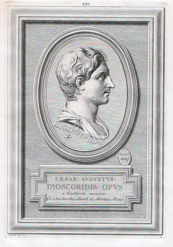 PICART, B., CAESAR . AUGUSTUS . DIOSCORIDIS . OPUS AMETHYSTO INCISUM EX CUNELIARCHIO MARCH DE MAXIMIS ROMAE, antique map, old maps
