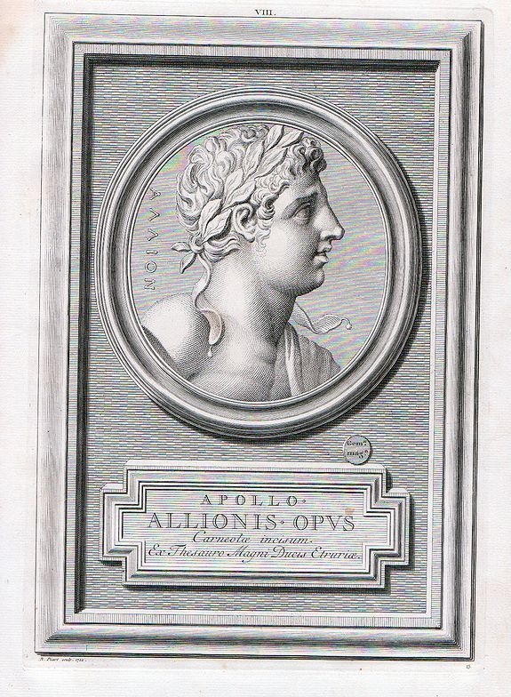 PICART, B., APOLLO . ALLIONIS . OPUS Carnestoe Ineisum ex Thesauro Magna Ducis Etruriae . , antique map, old maps