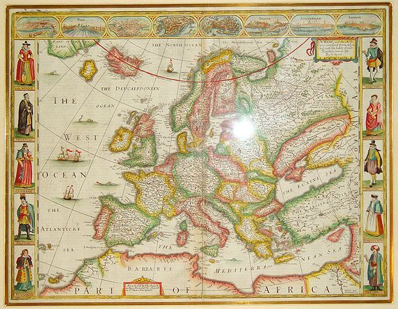 SPEED, John, Europ, and the chiefe Cities contayned yjerin, described; with the habits of most Kingdoms now in use. By Jo. Speed Ano Dom 1626, antique map, old maps