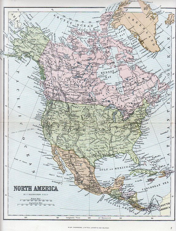JOHNSTON, A.K., A collection of 5 maps North and South America, Canada., antique map, old maps