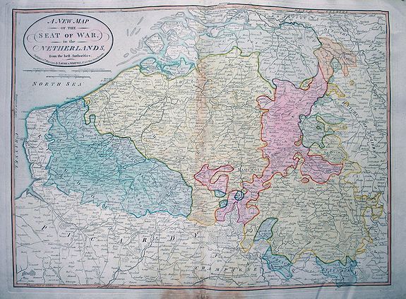 LAURIE & WHITTLE, A New Map of the Seat of War in the Netherlands., antique map, old maps