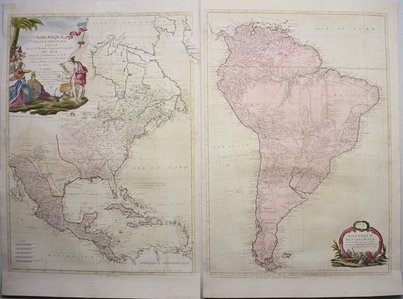 MOITHEY, M. A., Amerique Septentrionale Publiee par le Sr. Moithey. / Amerique Meridionale Publiee par le Sr. Moithey. , antique map, old maps