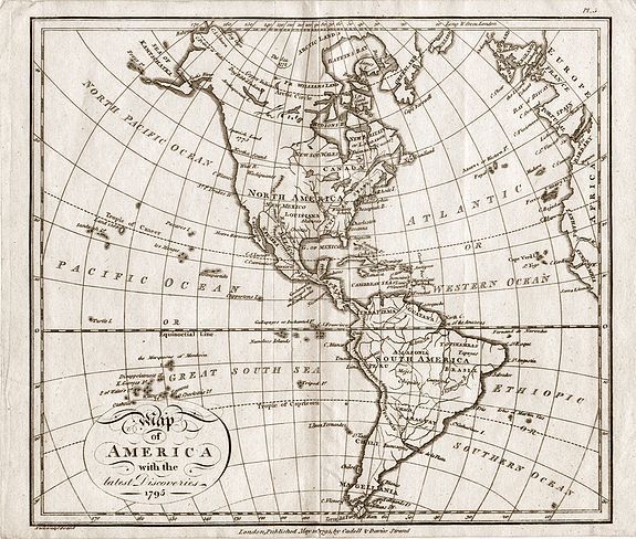 Samuel John Neele, Map of America with the latest Discoveries 1795., antique map, old maps