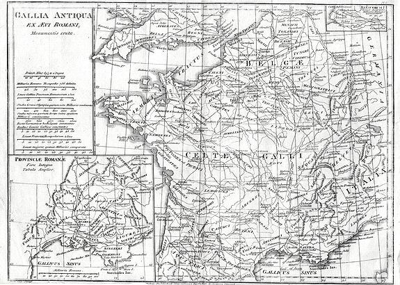 Samuel John Neele, Gallia Antiqua Ex Aevi Romani., antique map, old maps