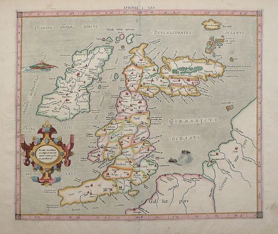 MERCATOR, G. / HONDIUS, J., Tab. I. Europae Continens Albion, Britanniam, et Hiberniam., antique map, old maps