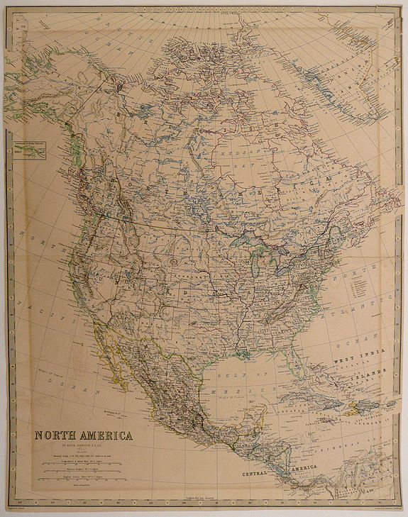 W. & A.K. Johnston, North America by Keith Johnston, F.R.S.E. Engraved & printed by W. & A.K. Johnston, antique map, old maps